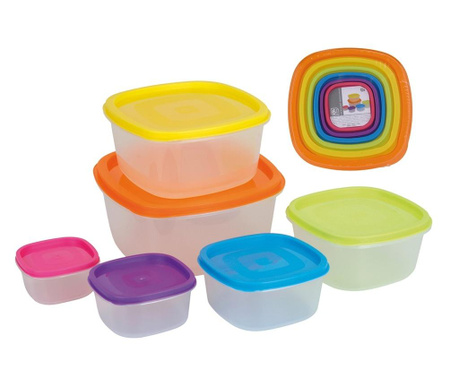 Set 6 cutii alimentare cu capac Koopman, plastic, multicolor