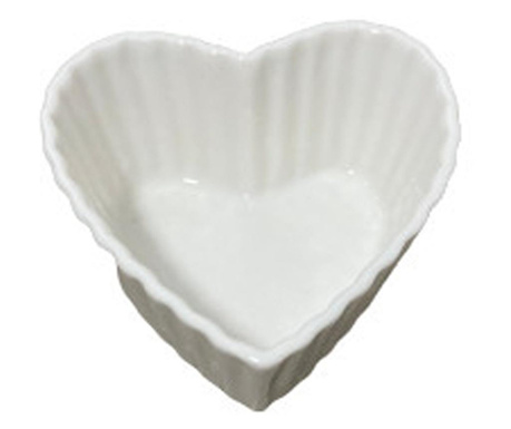 Koopman-Excellent Houseware szív alakú tálalótál 3 darabos készlet, kerámia, 8.4x8.8x4.5 cm, fehér