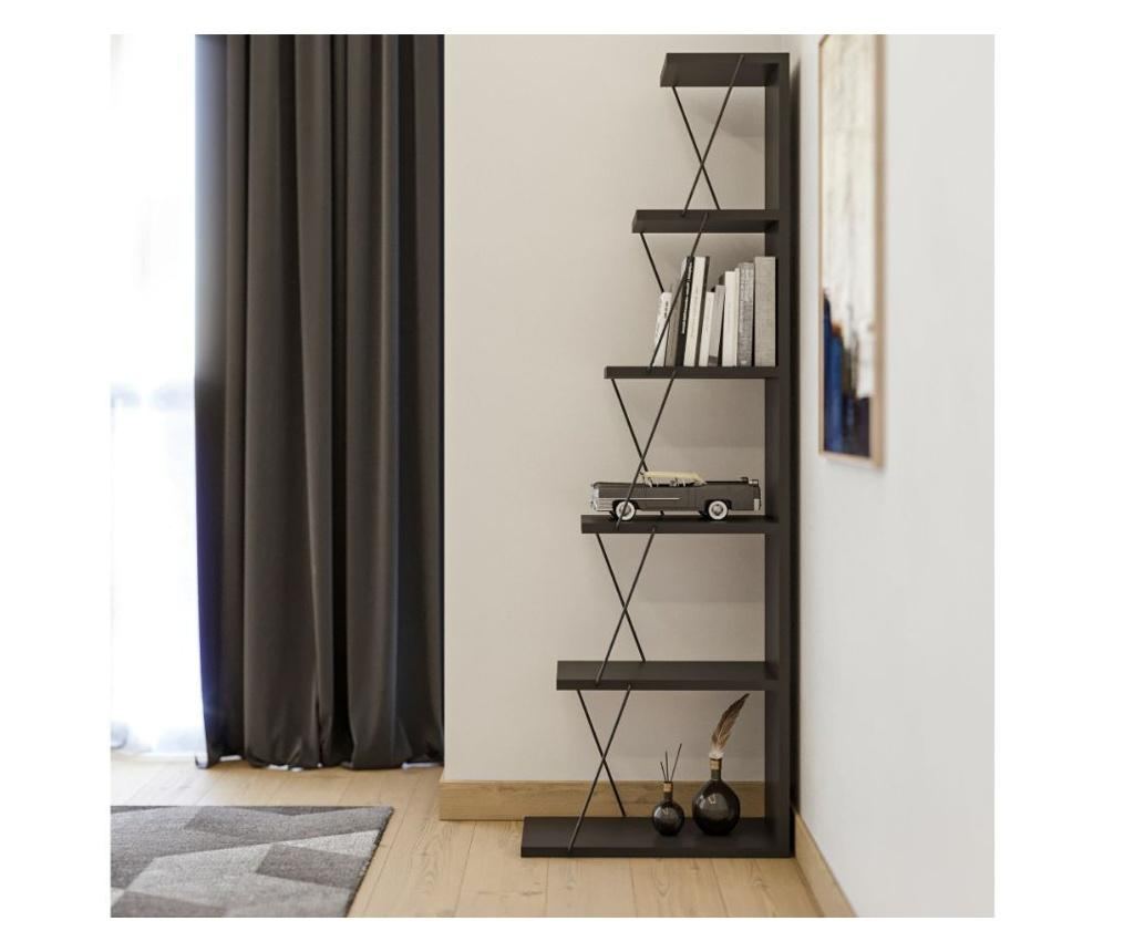 Bibliotecă Modernă din Metal Antracit cu Polițe din Melamină - 2