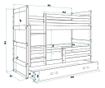 Двуетажно детско легло, сиво INTERBEDS RICO 196 X 87см
