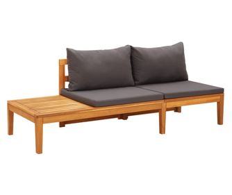 Vrtna klupa sa stolićem i tamnosivim jastucima drvo bagrema