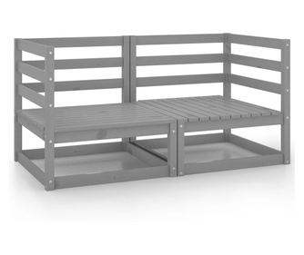 Ъглови дивани за градината, 2 бр., сиви, масивен бор