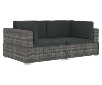 Modularne kutne fotelje s jastucima 2 kom od poliratana sive