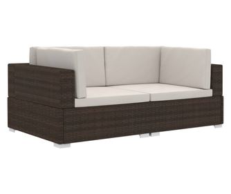 Modularne kutne fotelje s jastucima 2 kom od poliratana smeđe