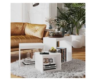 Stolovi za slaganje, 3 kom., bijeli, iverica