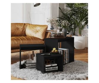 Маси за подреждане, 3 бр., черно, ПДЧ