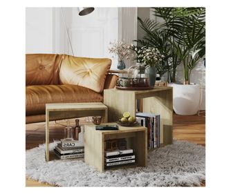 Stolovi za slaganje, 3 kom., sonoma hrast, iverica