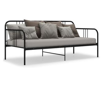 Рамка за легло канапе, черно, 90 x 200 см, метал