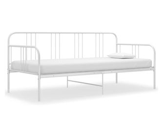 Рамка за легло канапе, бяло, 90 x 200 см, метал