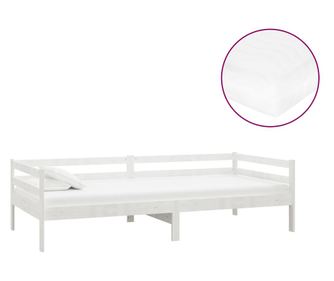 Дневно легло с матрак, 90x200 см, бяло, бор масив