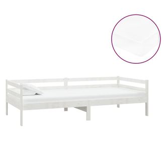 Дневно легло с матрак, 90x200 см, бяло, бор масив