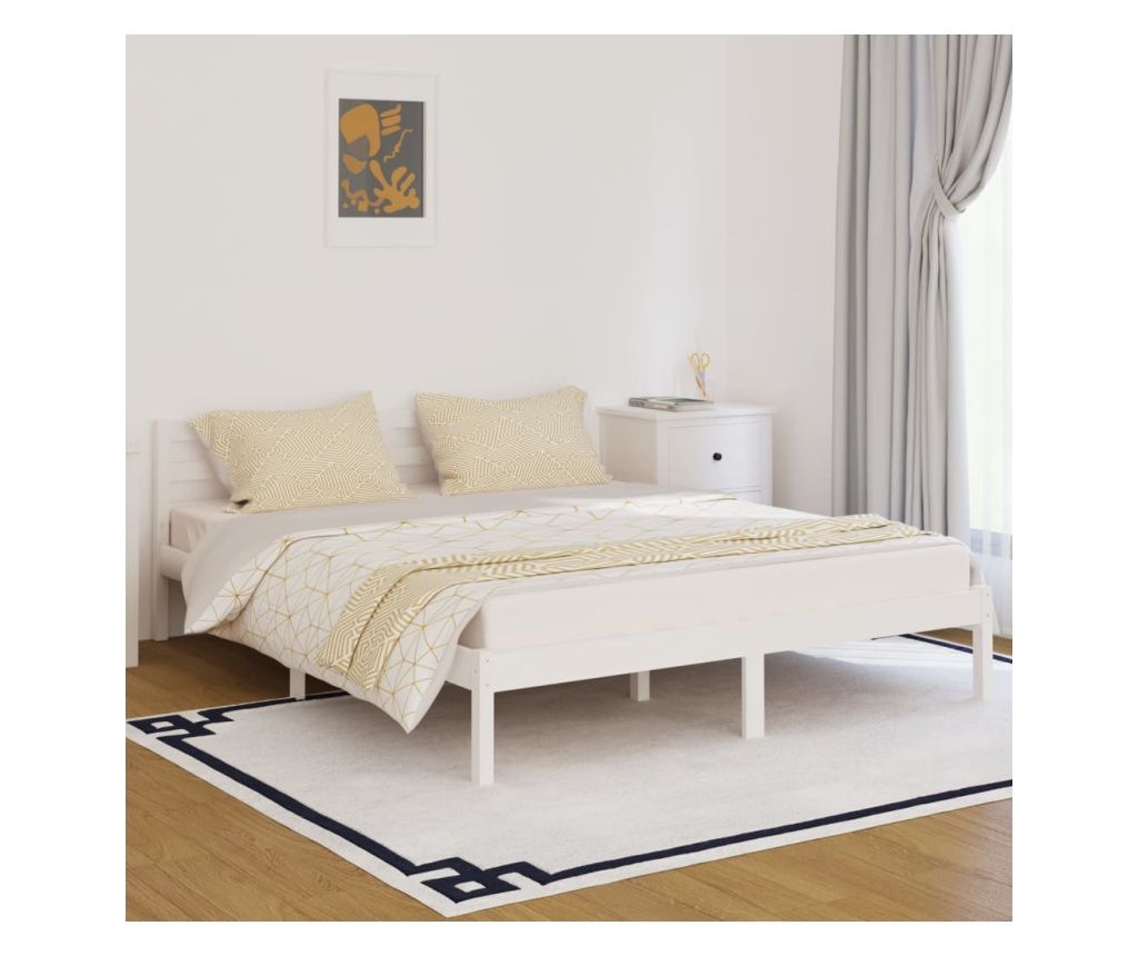 Krevet za dan, bijeli, 160x200 cm, masivno borovo drvo