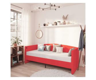 Krevet za dnevni boravak, vinsko crvena, 90x200 cm, baršun, USB