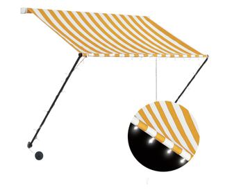feltekerhető sárga és fehér napellenző LED-del 150 x 150 cm