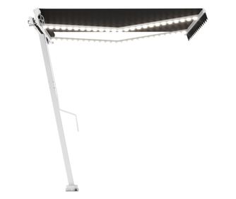 Ръчно прибиращ се сенник с LED, 350x250 см, антрацит