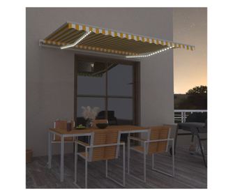 Roletna senčila z LED, rumena in bela, 400x300 cm