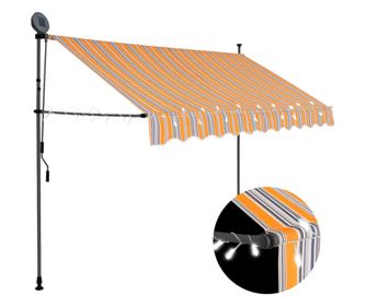 sárga és kék kézzel kihúzható LED-es napellenző 250 cm