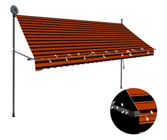 Copertina retractabila manual cu LED, portocaliu & maro, 300 cm