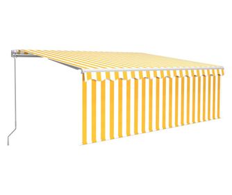 sárga-fehér kézzel kihúzható LED-es napellenző redőnnyel 4x3 m