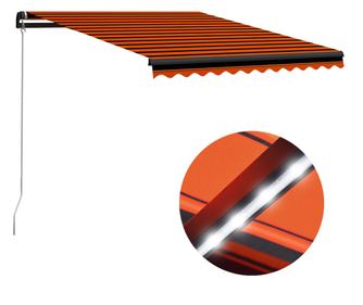Copertina retractabila manual LED portocaliu si maro 300x250 cm