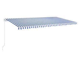 kék és fehér kézzel kihúzható napellenző 600 x 350 cm