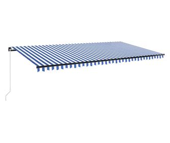 kék és fehér kézzel kihúzható napellenző 600 x 350 cm