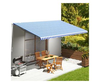 Pânză de rezervă copertină, albastru și alb, 6x3,5 m