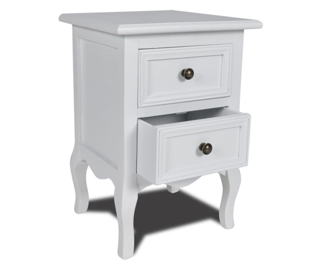 Noćni Ormarić s 2 Ladice MDF Bijeli 