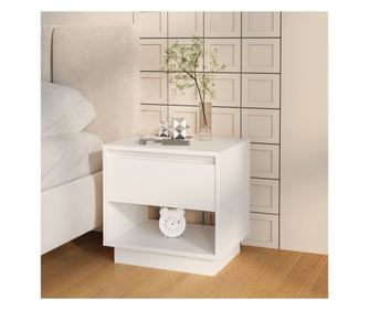 Κομοδίνο, λευκό, 45x34x44 εκ., μοριοσανίδα