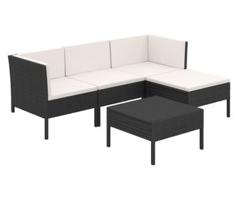 Vrtni namještaj s jastucima, 5 dijelova, crna, poliratan