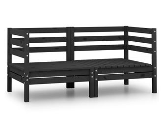 Kutne garniture za vrt 2 kom. crne masivno borovo drvo