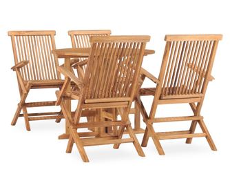 Sklopivi vanjski namještaj, 5 dijelova, masivno tikovo drvo