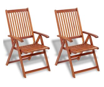 Сгъваеми градински столове, 2 бр., кафява, акация от масивно дърво