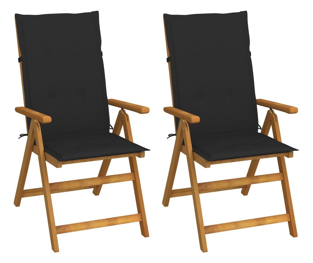 Nagibne vrtne stolice s jastucima 2 kom masivno bagremovo drvo 