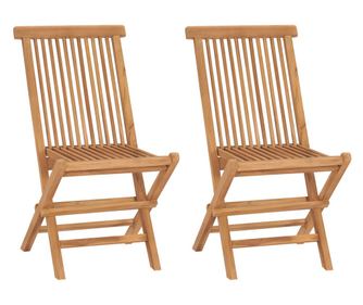 Сгъваеми градински столове, 2 бр., масивно тиково дърво