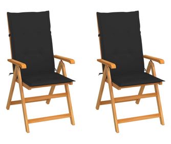 Fekete prnkkal elltott kerti szkek, 2 db, tmr teakfa