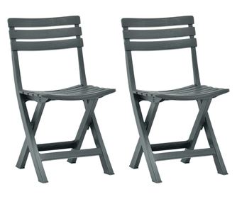 Scaune de grădină pliabile, 2 buc., verde, plastic