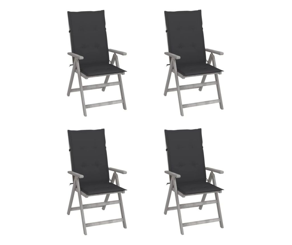 Hajtogathat kerti szkek, prnkkal, 4 db, tmr akcfa