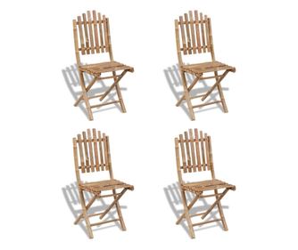 Scaune de exterior pliabile, 4 buc., bambus