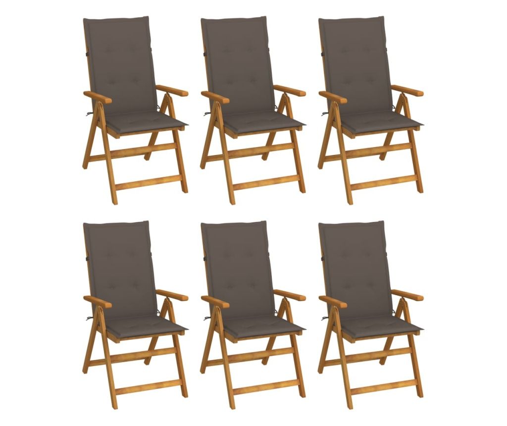 Kerti sszecsukhat szkek prnkkal, 6 db, tmr akcfa