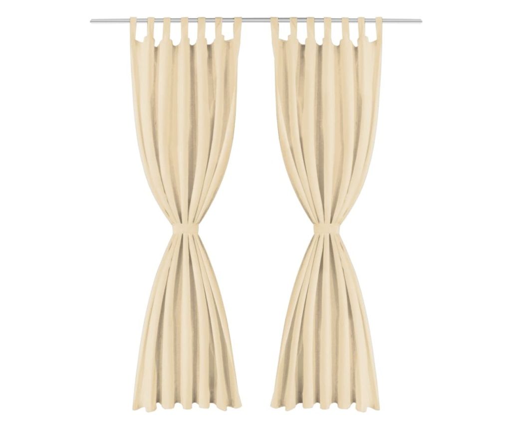vidaXL Micro-satin Curtains with Loops, 2 pcs, 140 x 225 cm, Beige