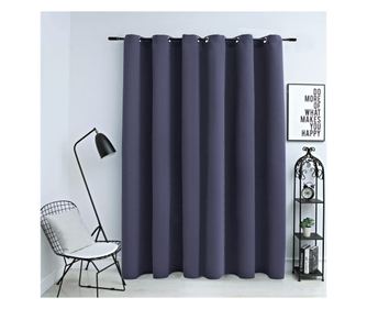 Záclona s kovovými kroužky, antracitová, 290 x 245 cm