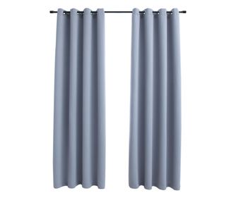 Zatemnitvene zavese s kovinskimi obročki 2 kosa sive 140x225 cm
