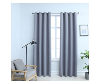 Neprozirne zavjese s metalnim prstenovima, 2 kom, siva, 140 x 245 cm
