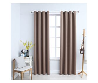 Zavjese s metalnim prstenovima, 2 kom, sivo-taupe, 140x175 cm