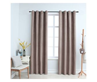 Zavjese s metalnim rupicama, 2 kom, Taupe siva, 140x175 cm