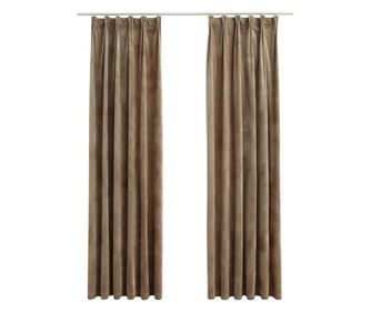 Zatemňovací závěsy s háčky 2 ks sametové béžové 140 x 175 cm