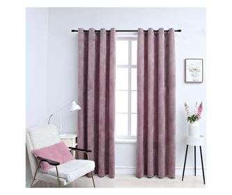 Zatemnjene zavese z obroči 2 kosa roza antik 140x225cm žamet