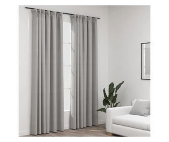 Zavjese neprozirne tkanine, kuke, 2 kom. siva, 140x225 cm