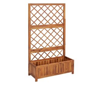 Υπερυψωμένο παρτέρι κήπου με πέργκολα, 85x38x150 εκ., μασίφ ξύλο ακακίας